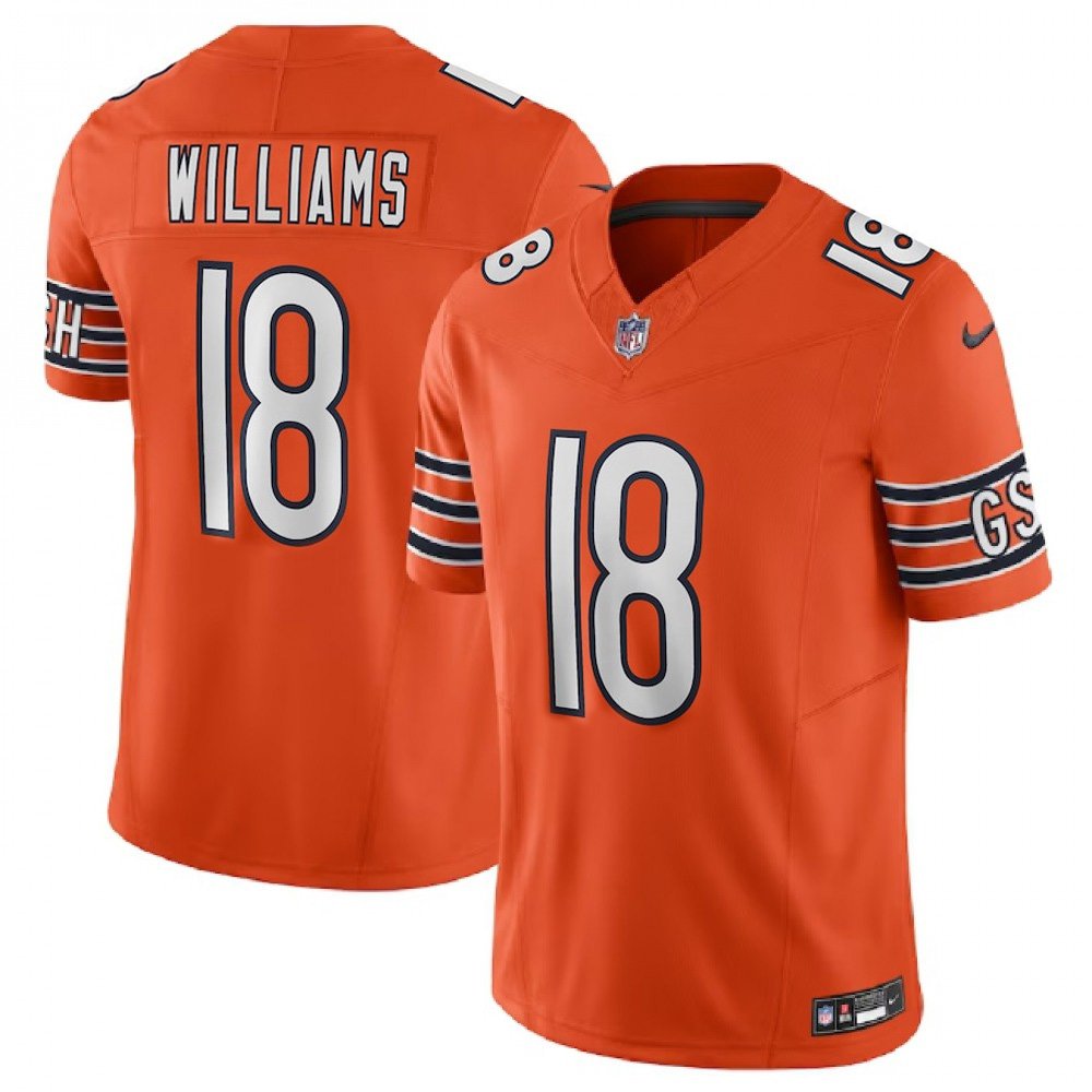 Men's Chicago Bears #18 Caleb Williams Orange 2024 NFL Draft First Round Pick Player F.U.S.E. Vapor Untouchable Limited Stitched NFL Jersey