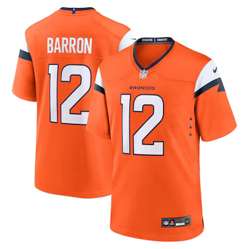 Men's Denver Broncos #12 Jahdae Barron Nike Orange 2025 NFL Draft First Round Pick Game NFL Jersey