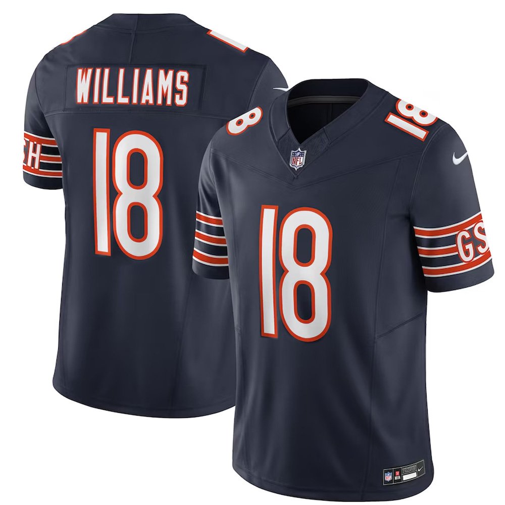 Men's Chicago Bears #18 Caleb Williams Navy 2024 NFL Draft First Round Pick Player F.U.S.E. Vapor Untouchable Limited Stitched NFL Jersey