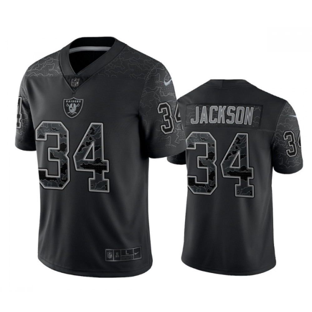 Men's Las Vegas Raiders #34 Bo Jackson Black Reflective Limited Stitched NFL Jersey