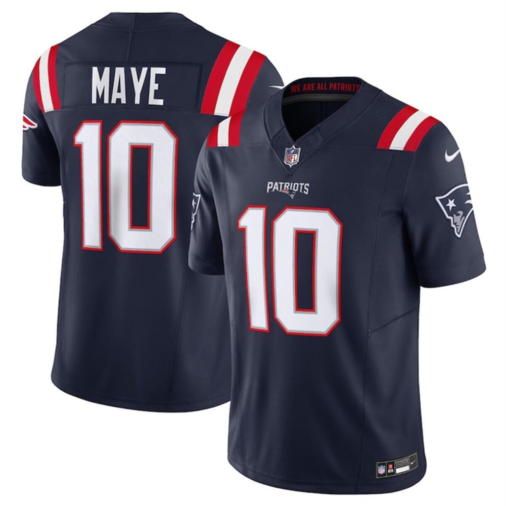 Men's New England Patriots #10 Drake Maye Navy 2024 Draft F.U.S.E. Vapor Limited Stitched NFL Jersey