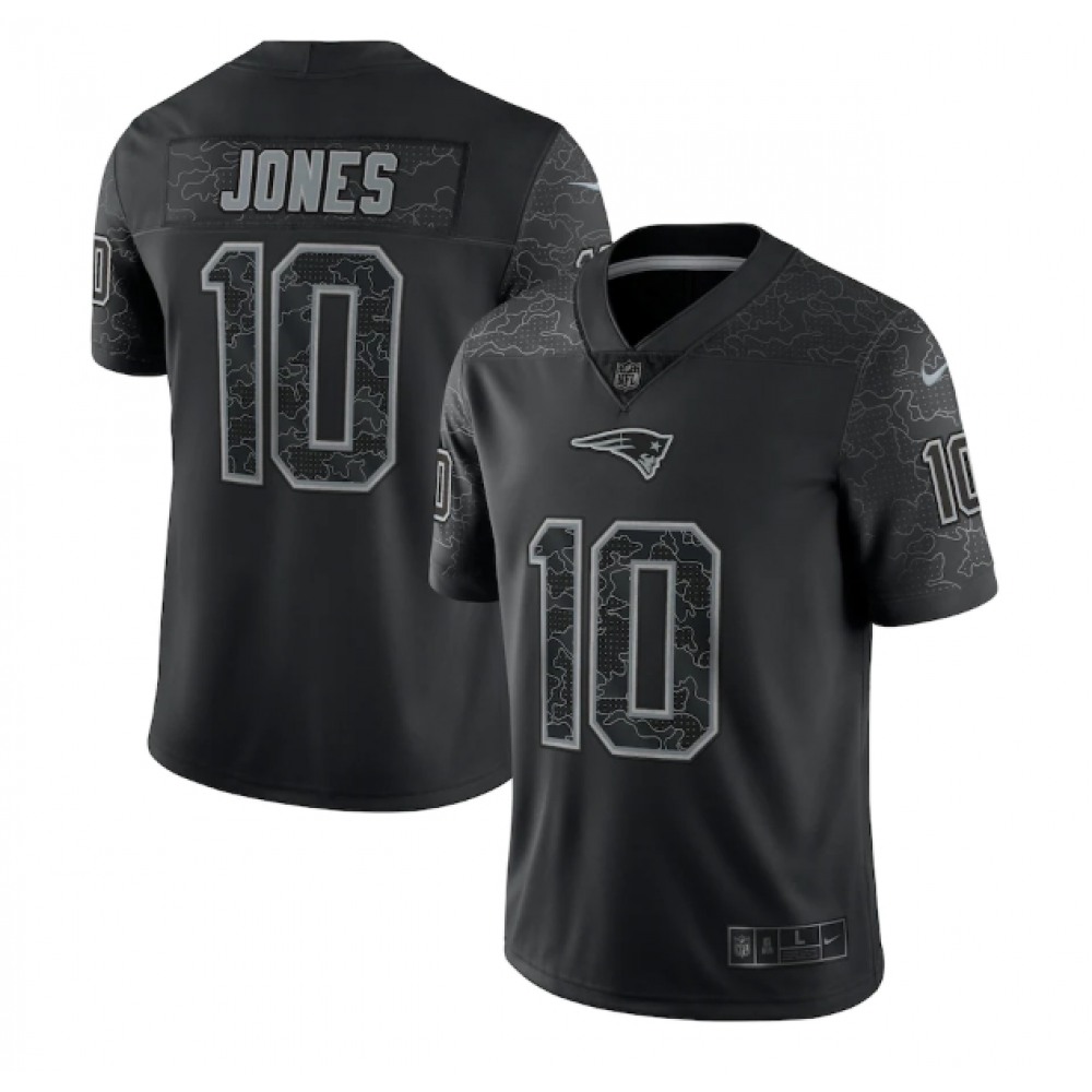 Men's New England Patriots #10 Mac Jones Black Reflective Limited Stitched NFL Jersey
