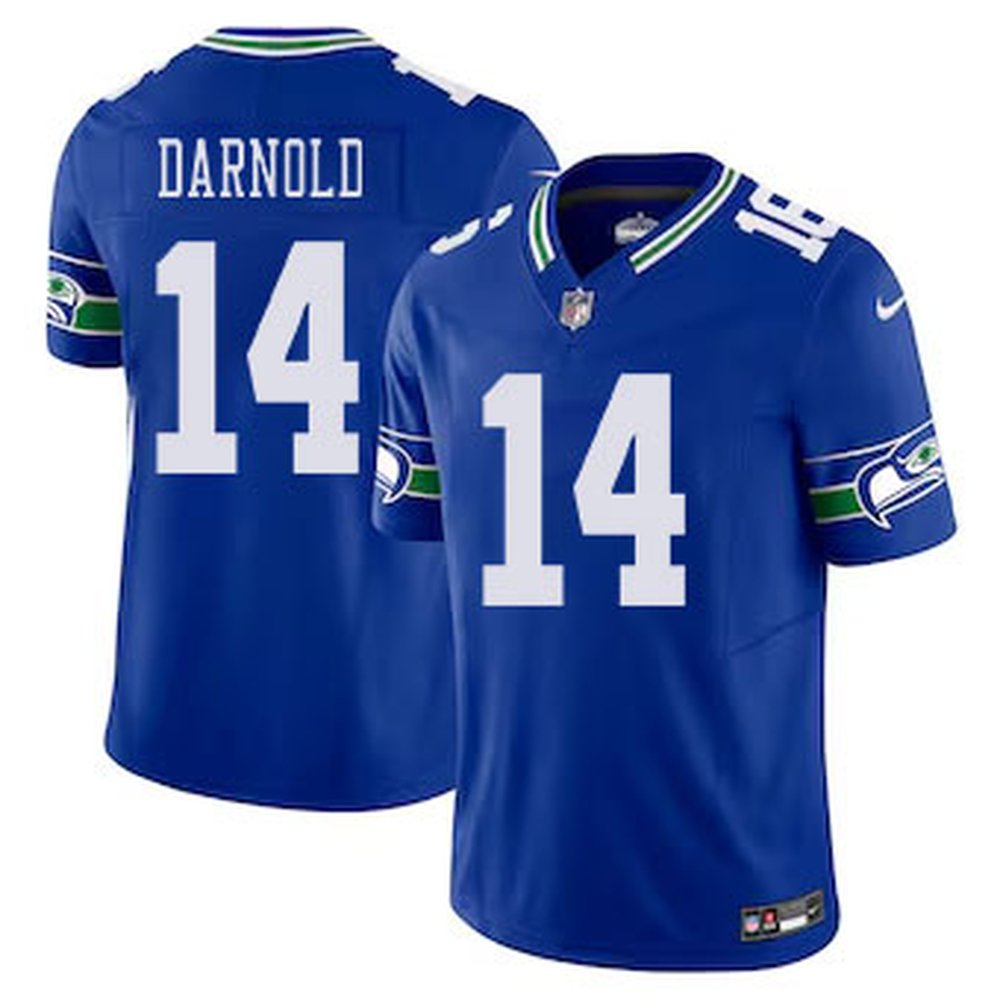 Men's Seattle Seahawks #14 Sam Darnold Royal 2024 F.U.S.E Vapor Limited Stitched NFL Jersey