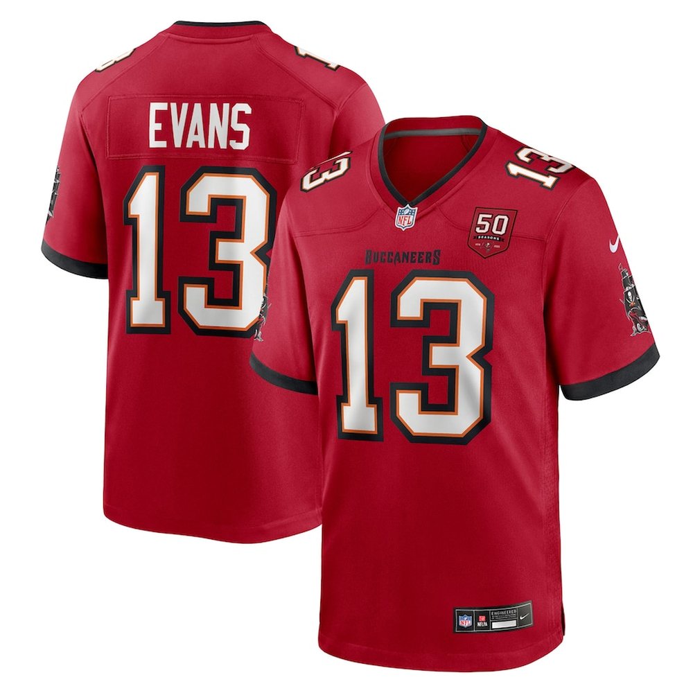 Men's Tampa Bay Buccaneers #13 Mike Evans Nike Red 50th Anniversary Game NFL Jersey