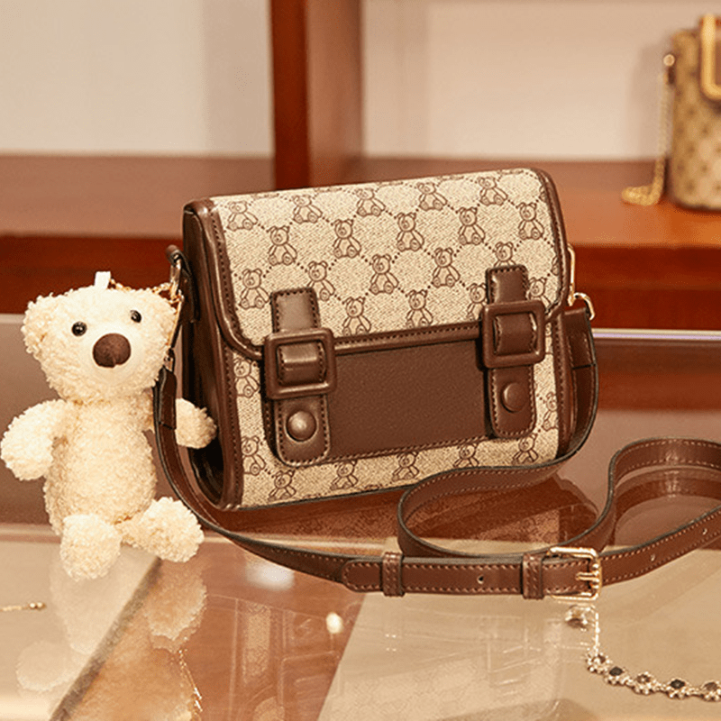 Geometric Pattern Shoulder Bag, Women's Flap Square Bag With Adjustable Strap