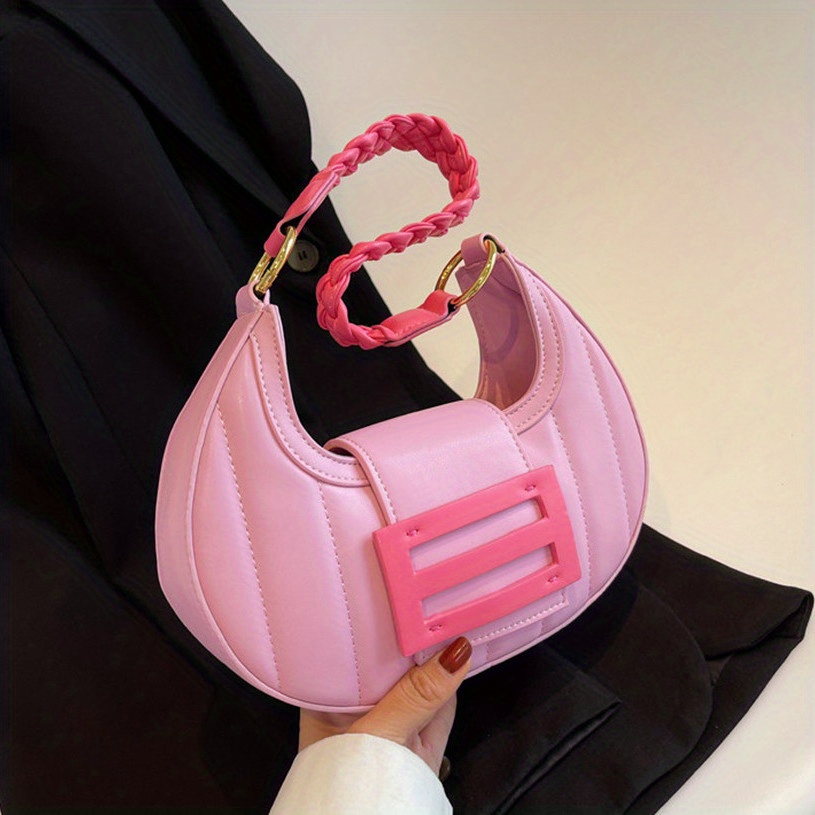 Embroidered Hobo Bag For Women, Fashion Flap Underarm Purse, Braided Strap Shoulder Bag