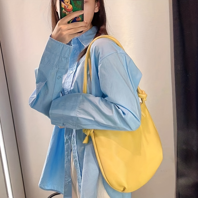 Minimalist Zipper Shoulder Bag, Trendy Solid Color Purse, Women's Simple PU Leather Handbag