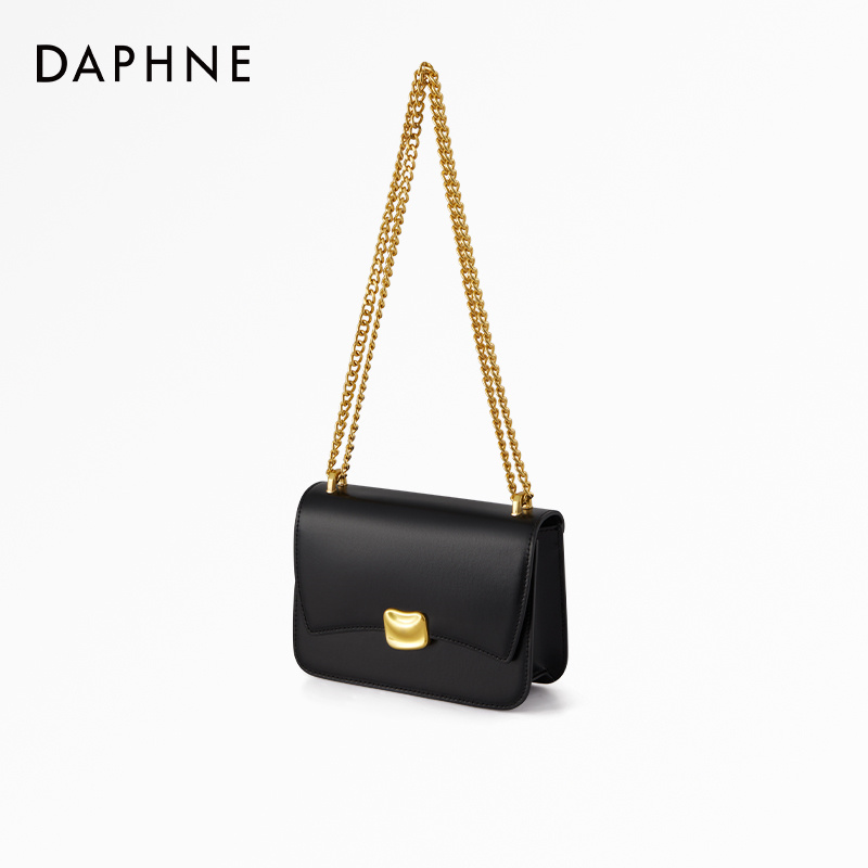 DAPHNE Buckle Decor Square Bag, Oil Faux Leather Crossbody Bag, Shoulder Purse With Chain Strap