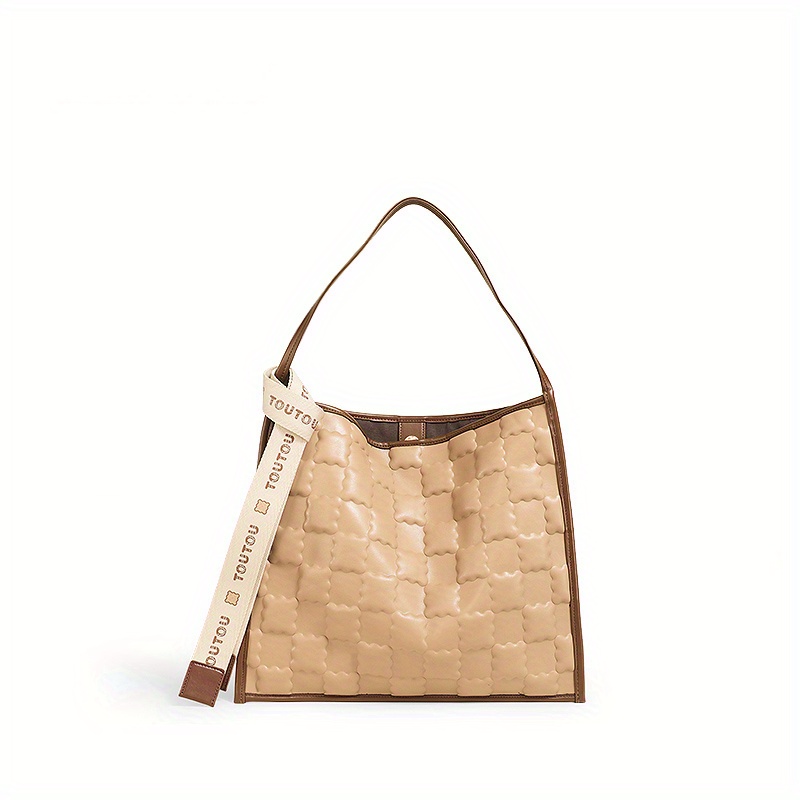 Cookie Embossed Tote Bag, Niche Design Shoulder Bag, Women's Large Capacity Handbag