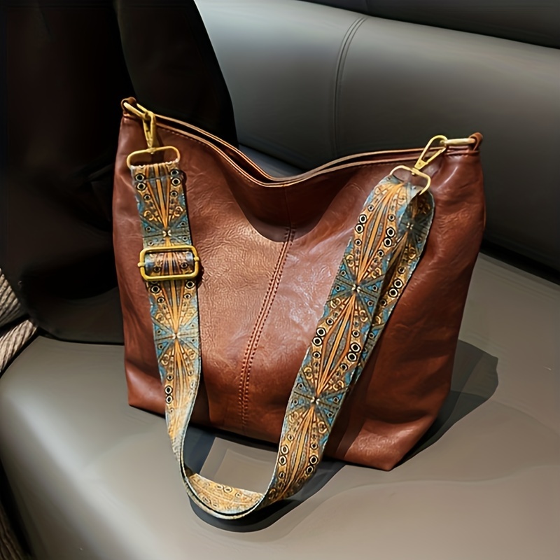 Casual Zipper Shoulder Bag, Retro Style Large Capacity Crossbody Bag For Work & School