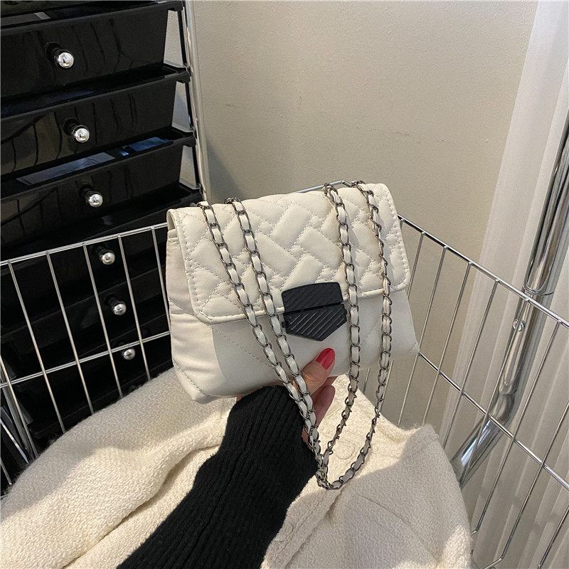 Women's Quilted Chain Shoulder Bag, Flap Square Bag, Crossbody Bag