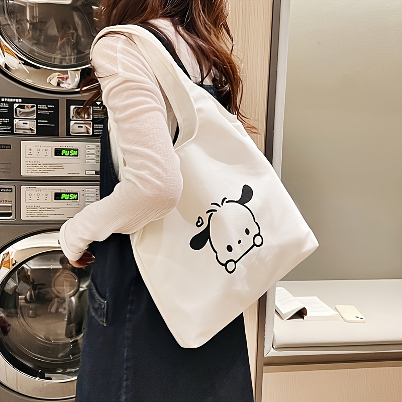 Cute Cartoon Shoulder Bag, Creative Portable Canvas Bag, Large Capacity Shopping Bag