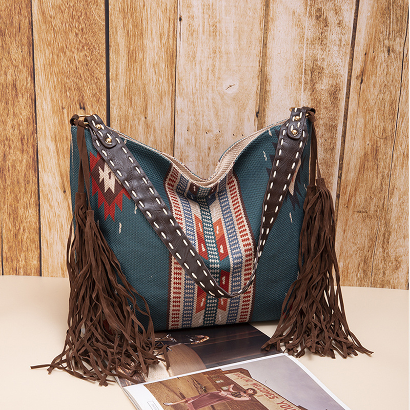 Indian Style Tassel Shoulder Bag, Women's Large Capacity Shoulder Bag