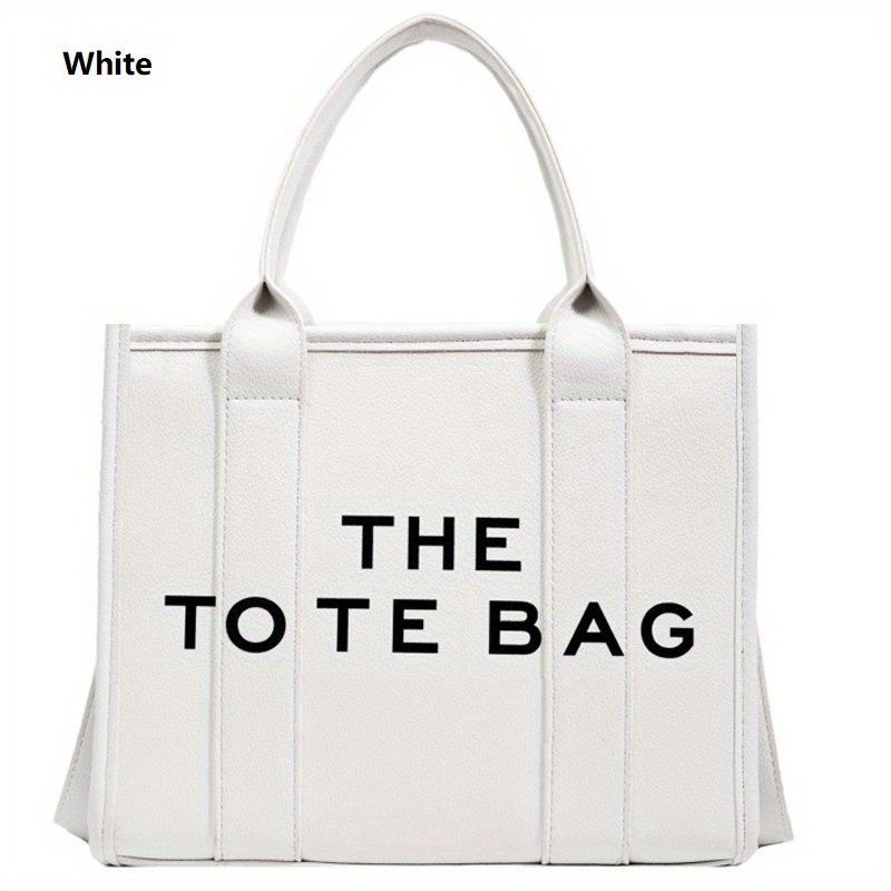 Letter Print Tote Bag, Women's PU Leather Crossbody Bag, Fashion Handbag For Travel Work School