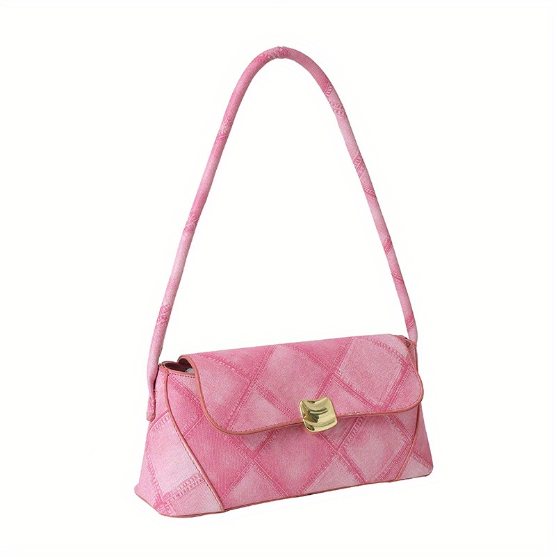 Graphic Baguette Flap Bag, PU Leather Underarm Bag, Women's Every Day Shoulder Bag