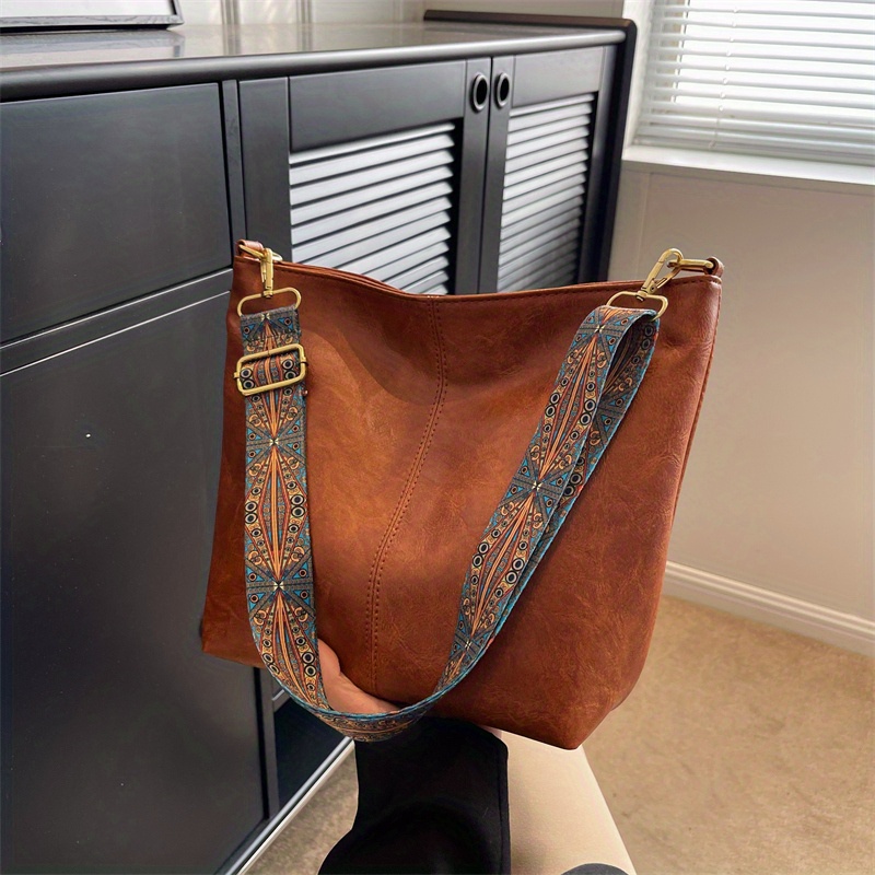 Vintage Crossbody Bag For Women, Large Capacity Hobo Bag, Fashion Faux Leather Shoulder Bag