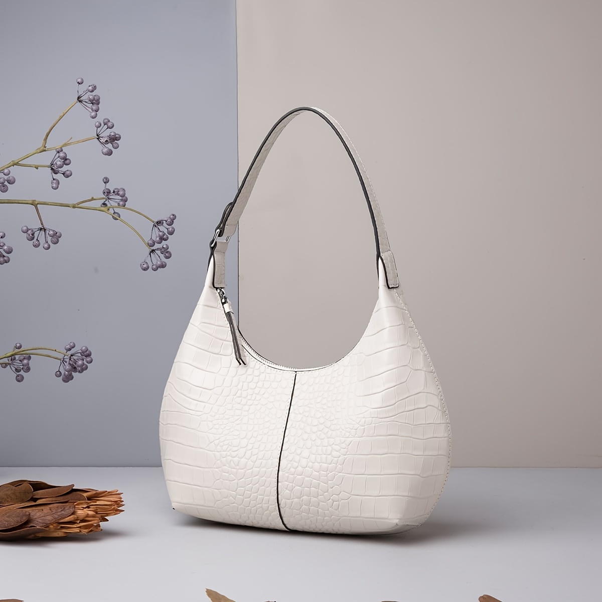 Trendy Zipper Shoulder Bag, Women's Elegant Underarm Bag, Crescent Handbag For Work & Party