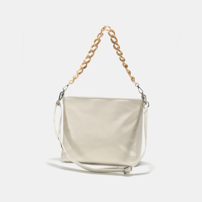 Acrylic Chain Decor Shoulder Bag, Stylish Large Capacity Crossbody Bag For Work & School