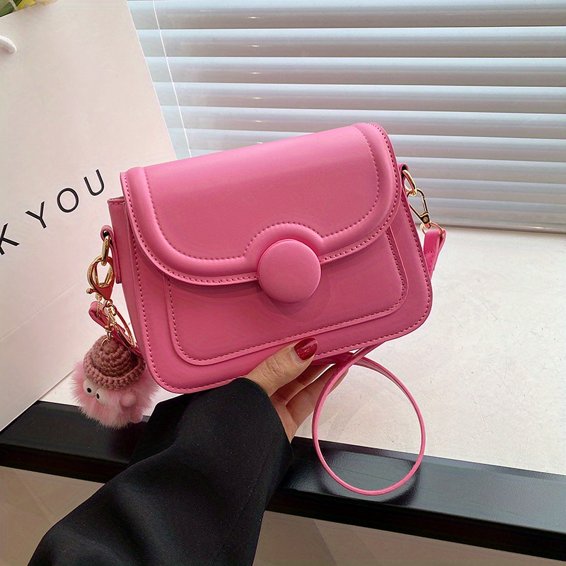 Pink Fashion Shoulder Square Bag, Solid Color Versatile Crossbody Bag, Women's Trendy Underarm Bag