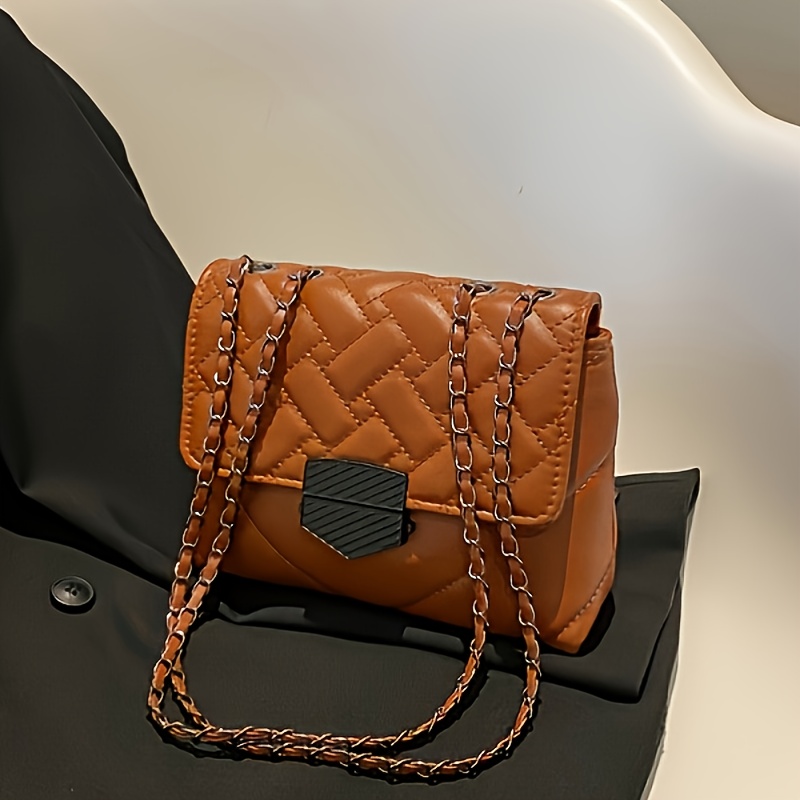 Women's Quilted Chain Shoulder Bag, Flap Square Bag, Crossbody Bag