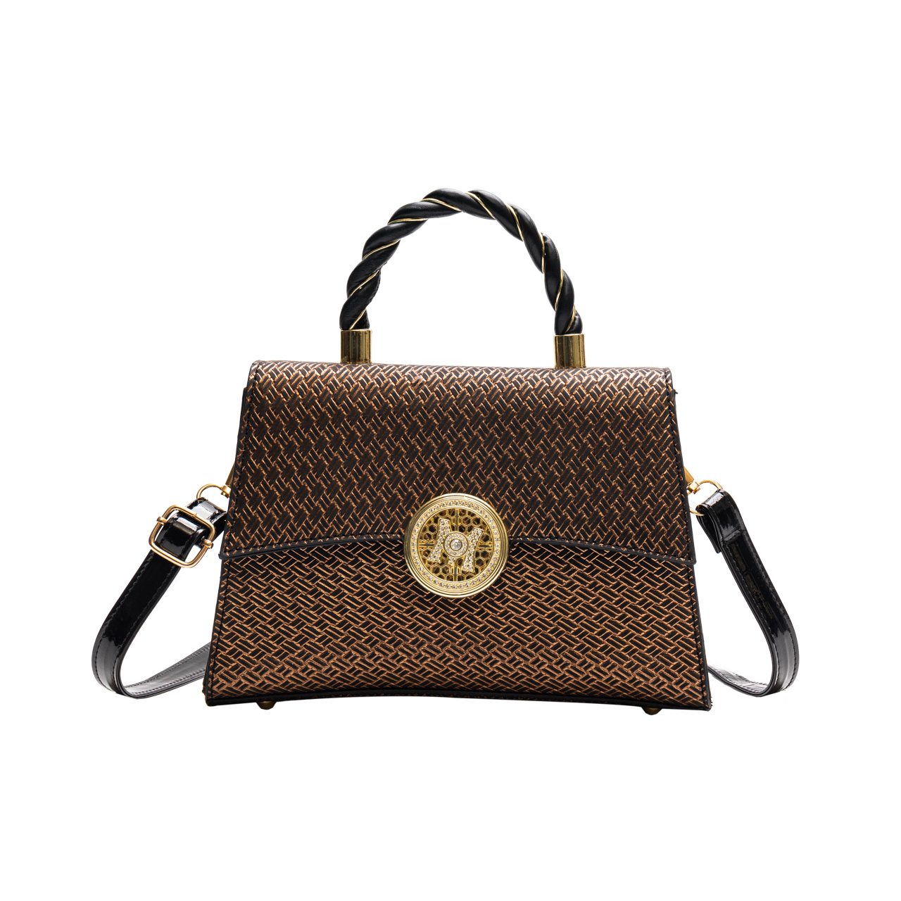 Braided Detail Handbag, Trendy PU Leather Flap Purse, Women's Buckle Decor Crossbody Bag