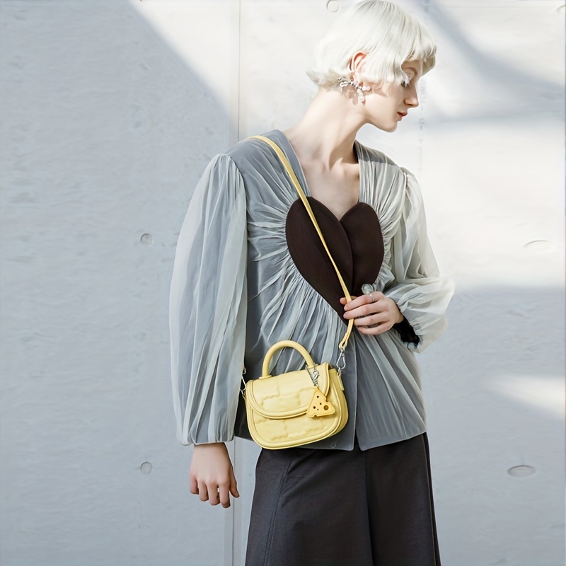 TOUTOU Cookie Embossed Handbag, Mini PU Leather Crossbody Bag, Women's Flap Saddle Purse