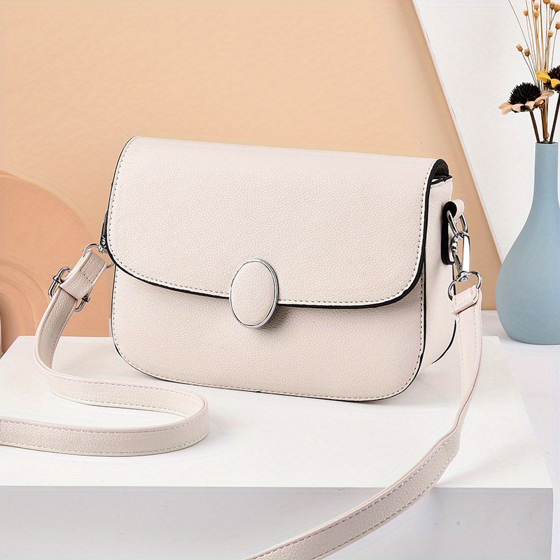 Minimalist Square Flap Shoulder Bag, Solid Color Crossbody Bag, Women's All-Match Bag
