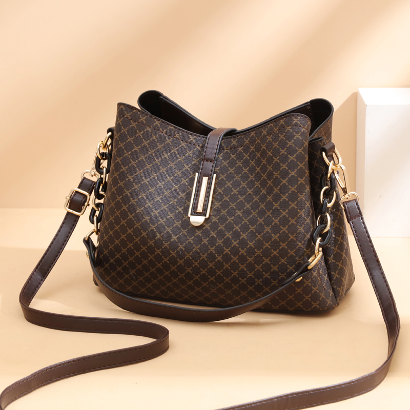 Geometric Pattern Bucket Bag, Trendy Faux Leather Shoulder Bag With Removable Strap