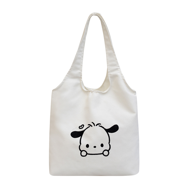 Cute Cartoon Shoulder Bag, Creative Portable Canvas Bag, Large Capacity Shopping Bag