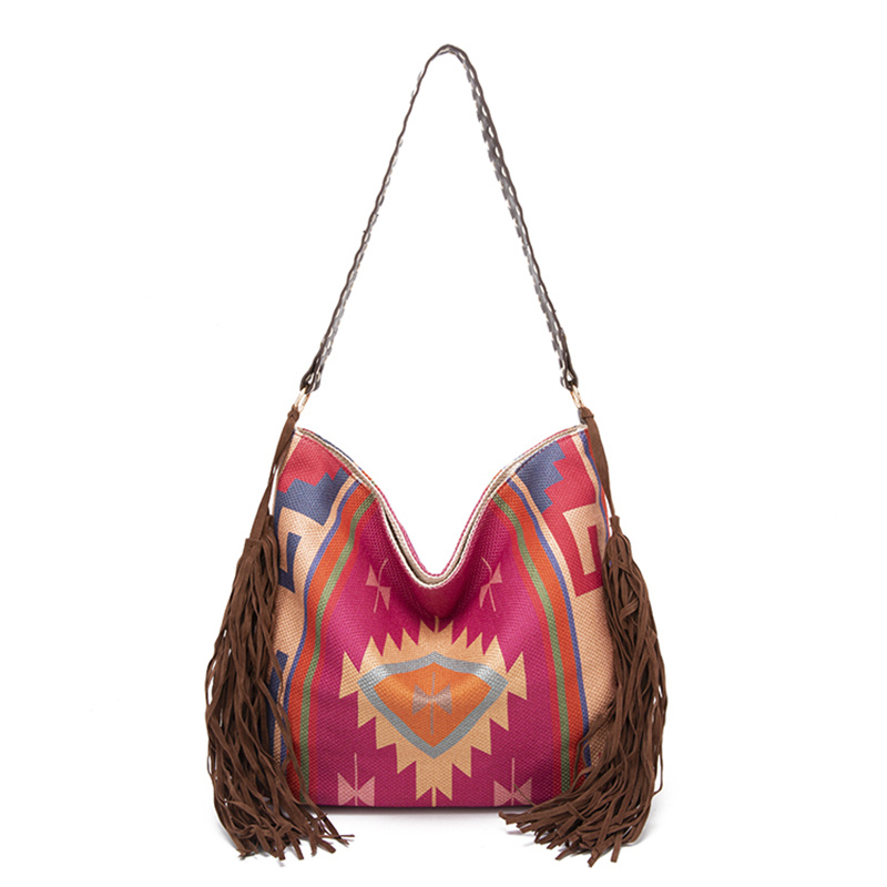 Indian Style Tassel Shoulder Bag, Women's Large Capacity Shoulder Bag