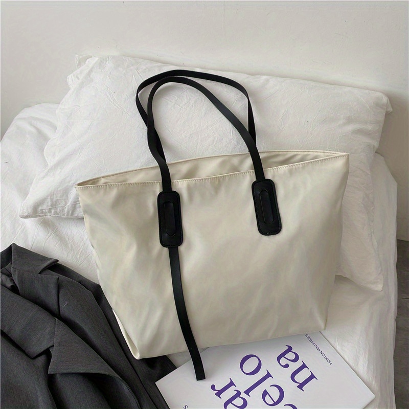 Simple Nylon Tote Bag, Large Capacity Shoulder Bag, Women's Travel Work Handbag