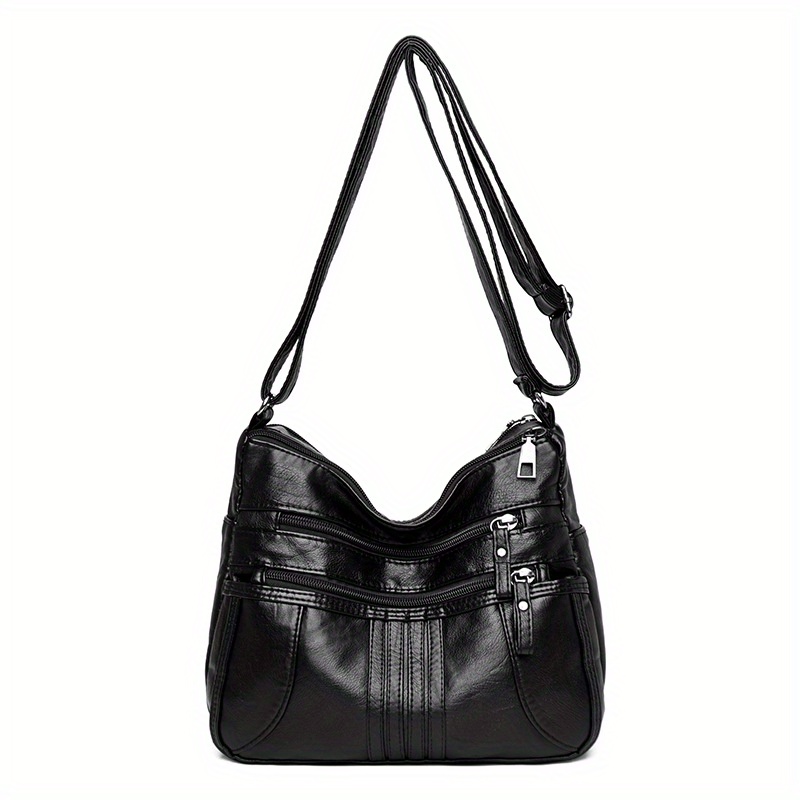 Fashion PU Leather Shoulder Bag, Women's Multi Pocket Purse, Casual Travel Crossbody Bag