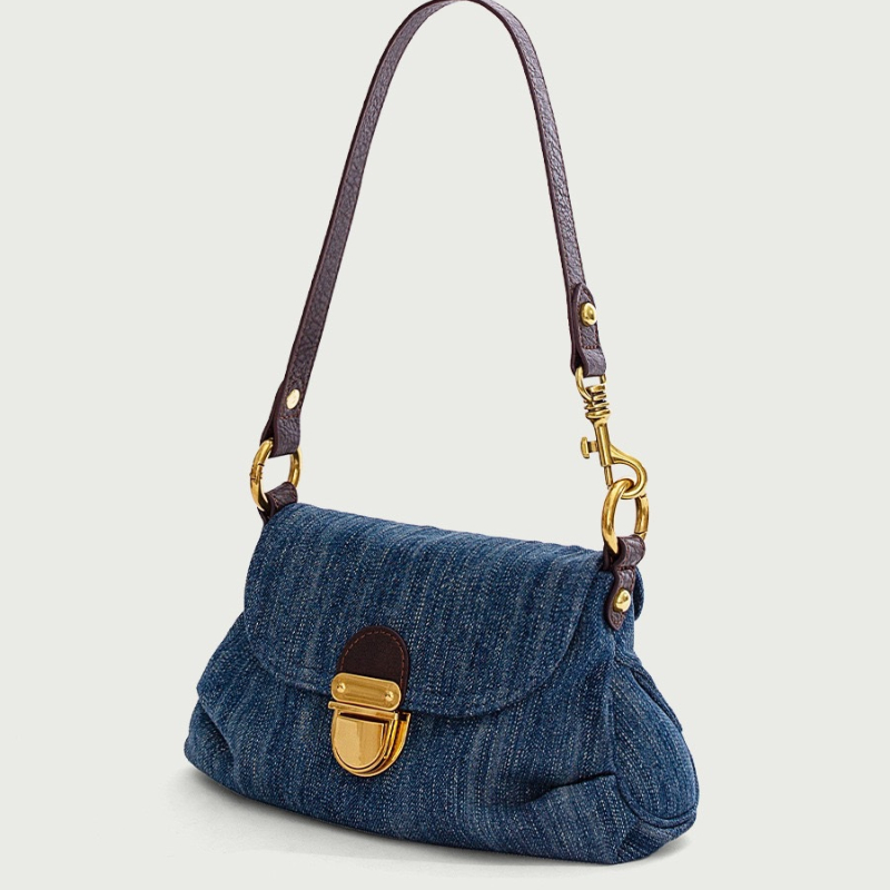 Trendy Denim Shoulder Bag, Flap All-Match Underarm Bag, Women's Armpit Bag