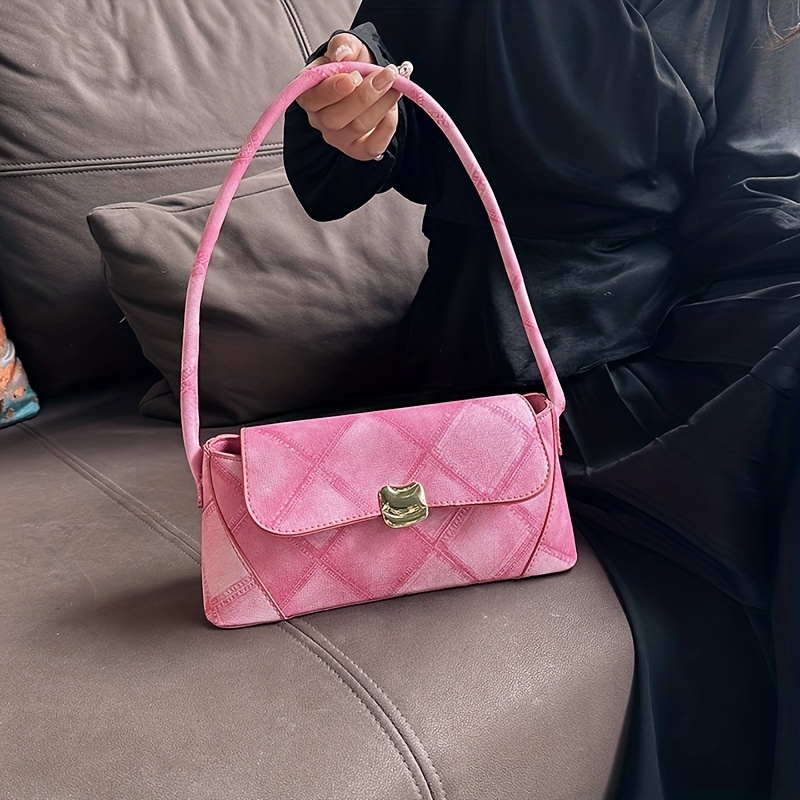 Graphic Baguette Flap Bag, PU Leather Underarm Bag, Women's Every Day Shoulder Bag