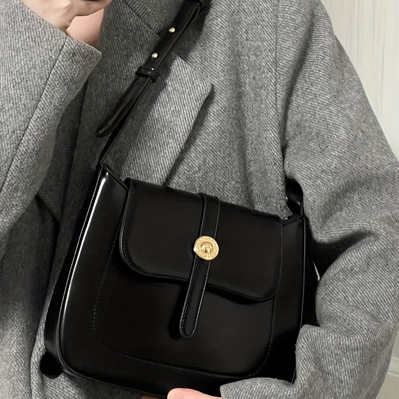 Women's Minimalist Shoulder Bag, Square Underarm Bag, Solid Color All-Match Bag For Work