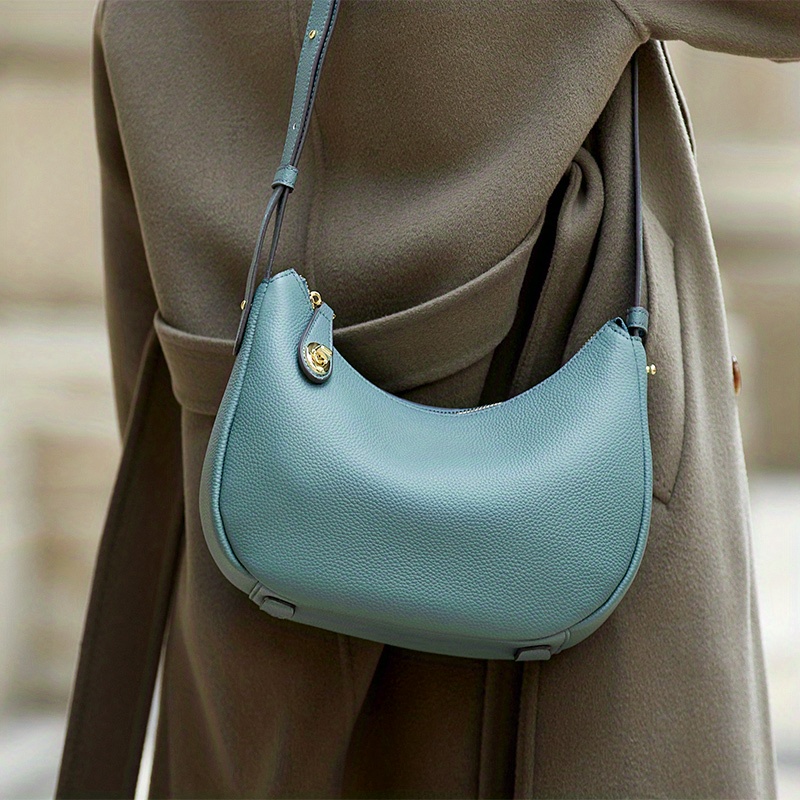 ZOOLER Leather Hobo Bag, Fashion Solid Color Handbag, Women's Daily Crossbody Bag