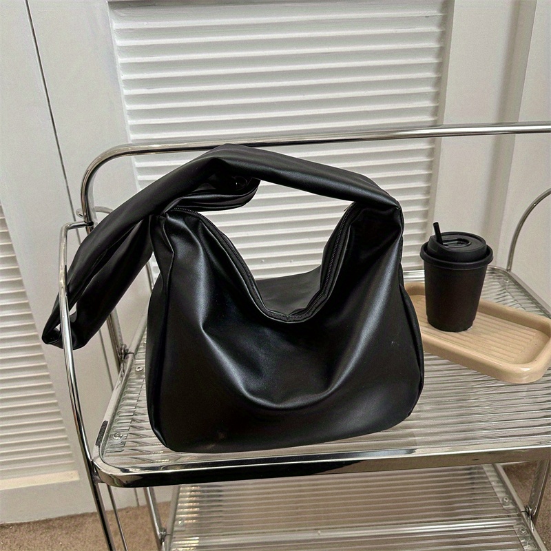 Fashion Zipper Shoulder Bag, Simple Large Capacity Messenger Bag, All-match PU Shoulder Bag For Women