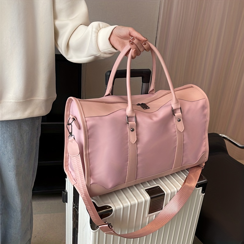 Casual Nylon Weekend Travel Bag, Large Capacity Crossbody Bag, Carry-on Luggage Handbag For Sports