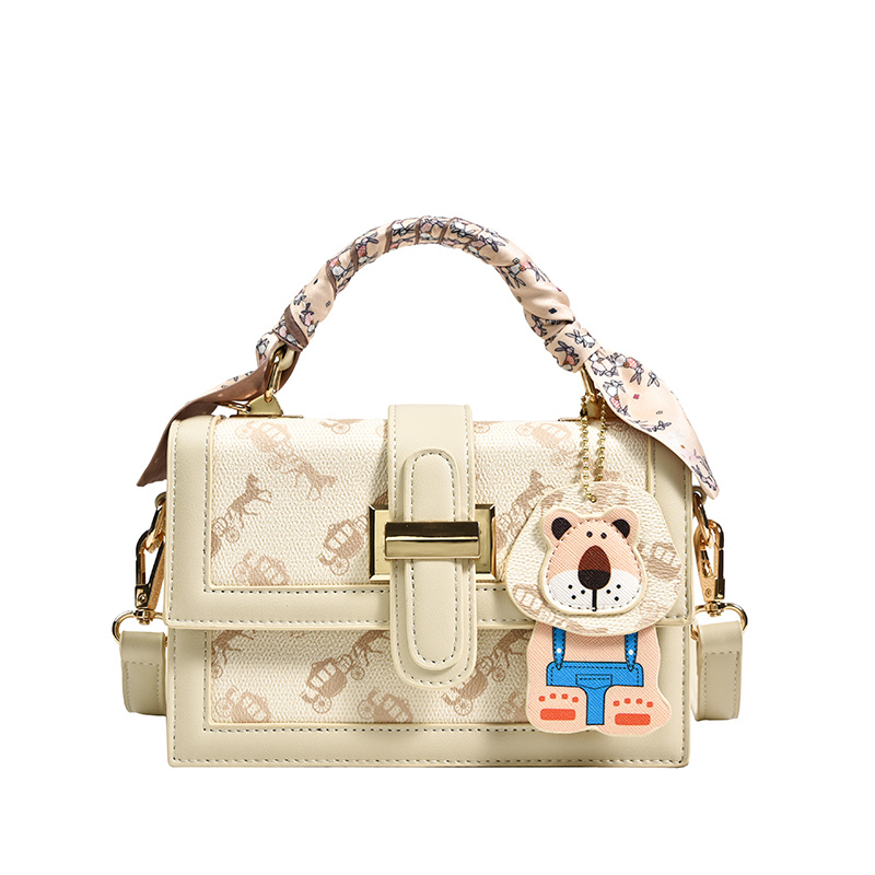 Animal Graphic Square Bag, Scarf & Buckle Decor Flap Shoulder Bag, Stylish Crossbody Purse