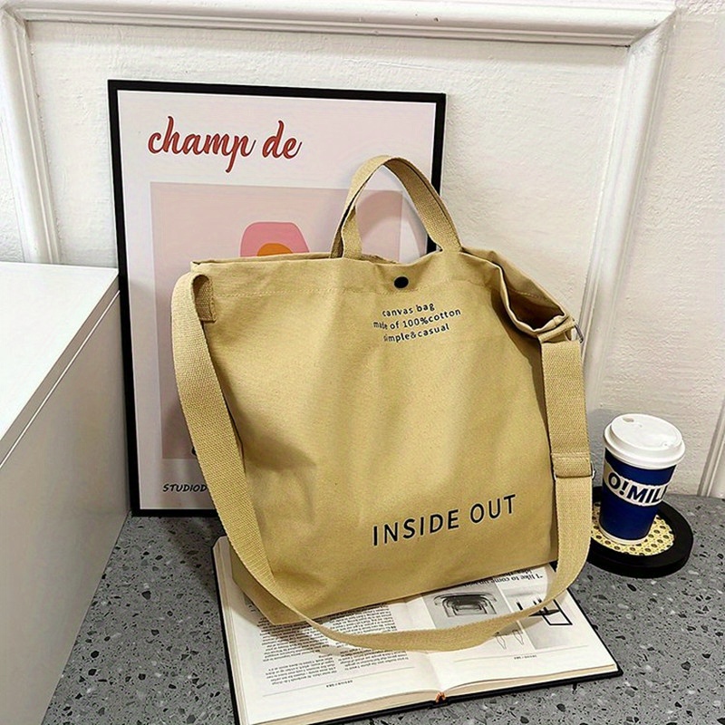 Vintage Canvas Tote Bag, Women's Large Capacity Handbag, Casual Travel Crossbody Bag