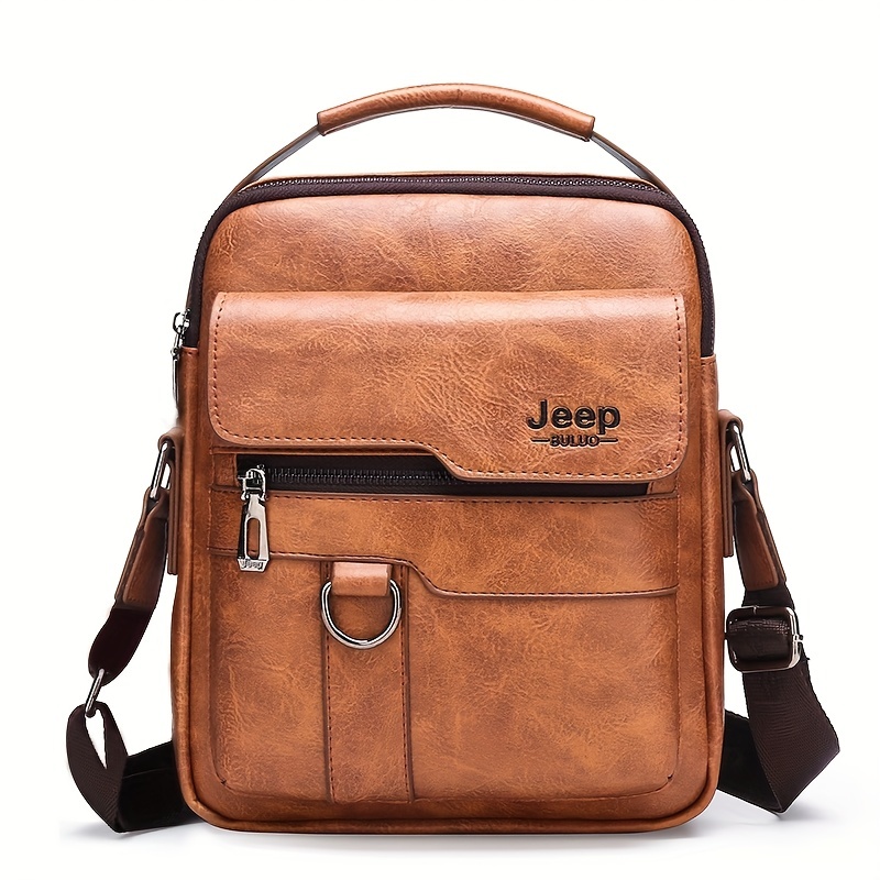 Vintage Oil Wax Leather Briefcases, Large Capacity Shoulder Bag, Trendy Handbag For Business