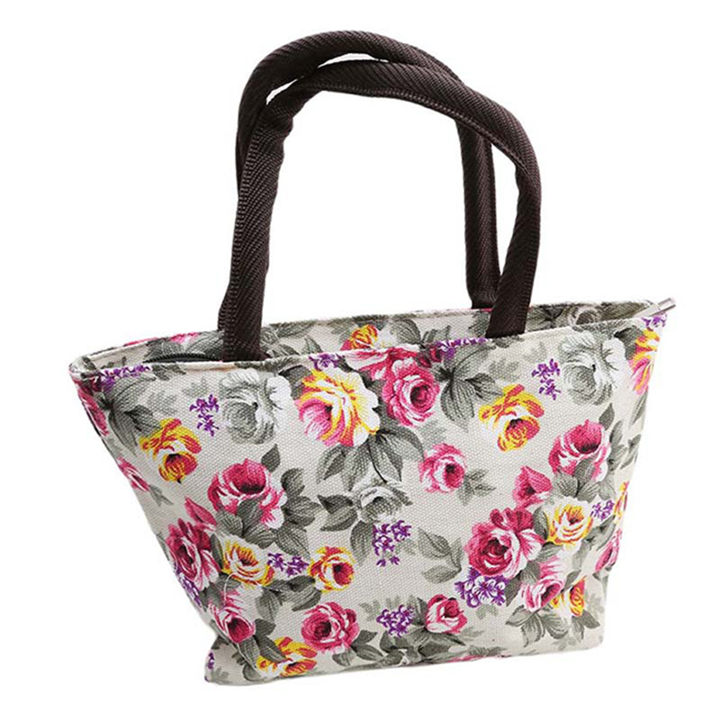 Women's Bag, Floral Print Canvas Shoulder Bag, Handbag