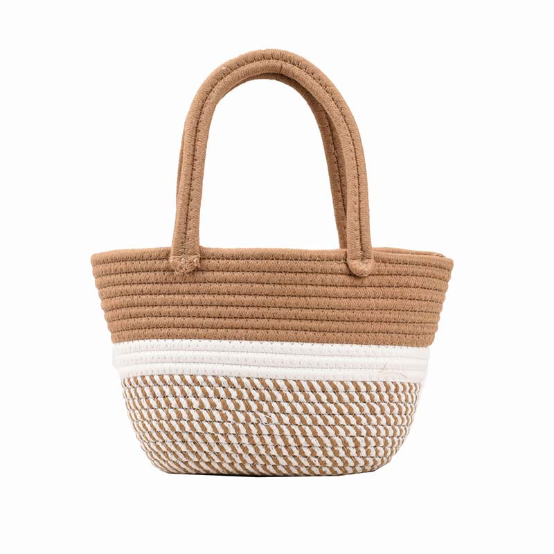 Colorblock Woven Handbags, Small Braided  Holiday Picnic Basket, Hobo Style Summer Beach Bag