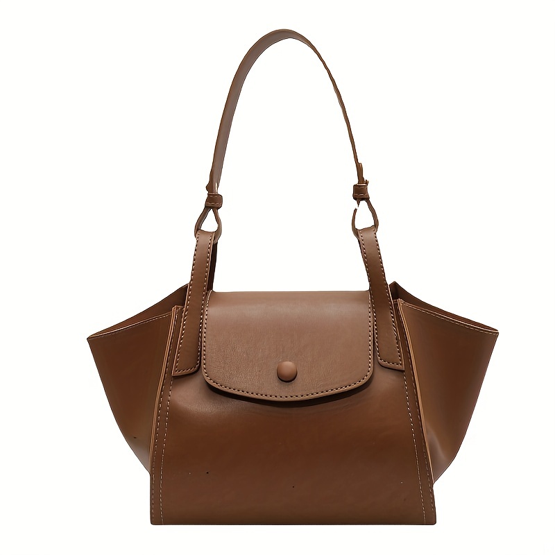 Vintage Tote Bag For Women, Snap Button Shoulder Bag, Elegant Flap Handbags For Commuter