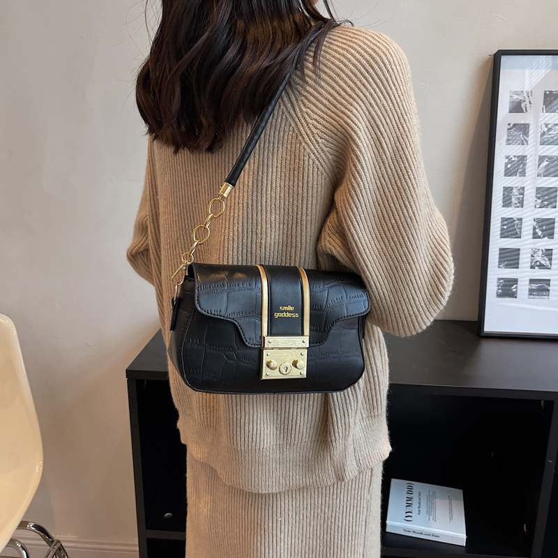 Faux Crocodile Embossed Flap Square Bag