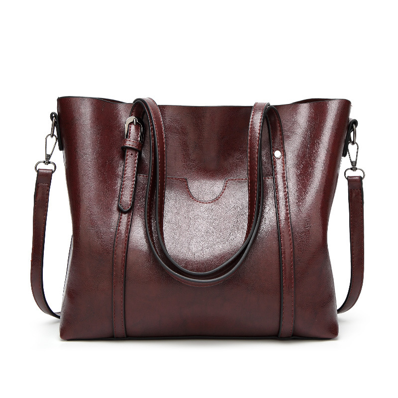 Faux Leather Shoulder Bag, Women's Trendy Elegant Tote Bag Casual Zipper Crossbody Bag