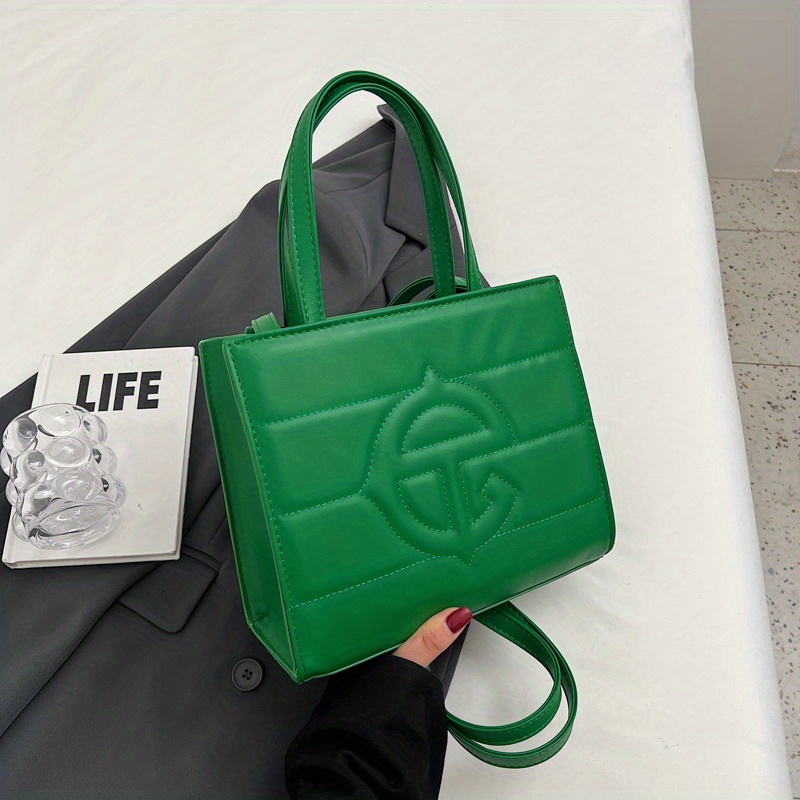 Stylish Solid Color Shoulder Bag, Trendy PU Leather Crossbody Bag, Versatile Commuter Handbag