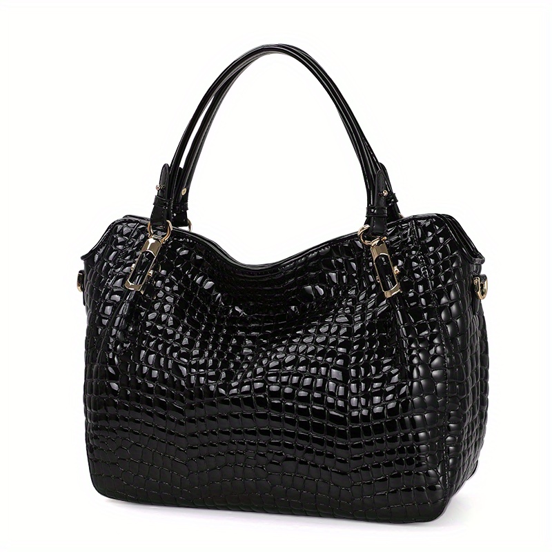 Trendy Embossed Tote Bag, Large Capacity Crossbody Bag, Women's Leather Handbag For Office