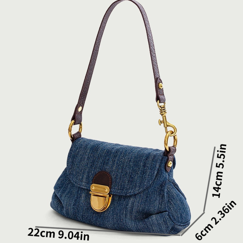 Trendy Denim Shoulder Bag, Flap All-Match Underarm Bag, Women's Armpit Bag