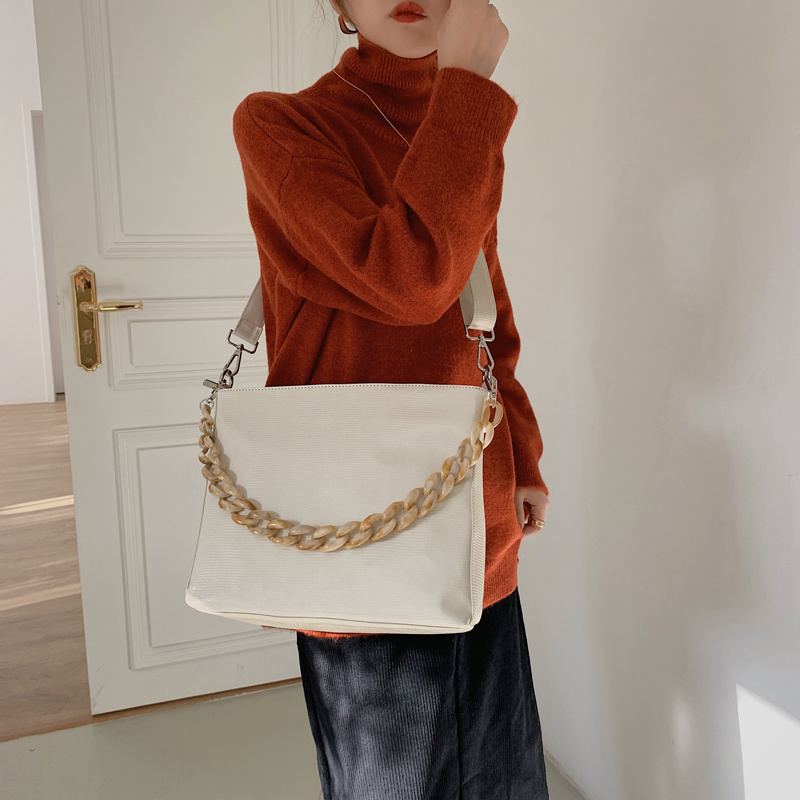 Acrylic Chain Decor Shoulder Bag, Stylish Large Capacity Crossbody Bag For Work & School